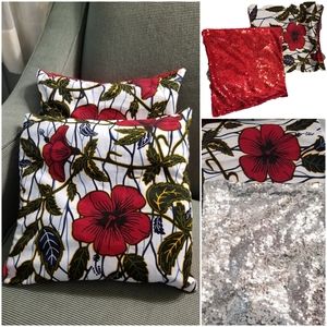 NWT Ankara Cotton & Sequined Pillow Covers